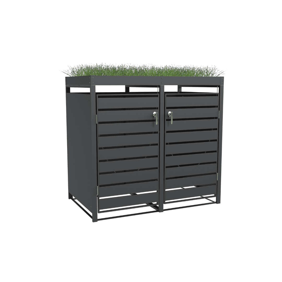 Double Bin Storage with Planter - Charcoal