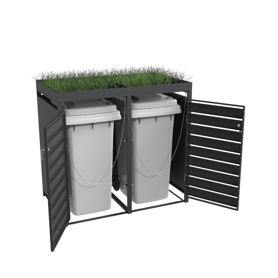 Double planter woodgrain & charcoal 2