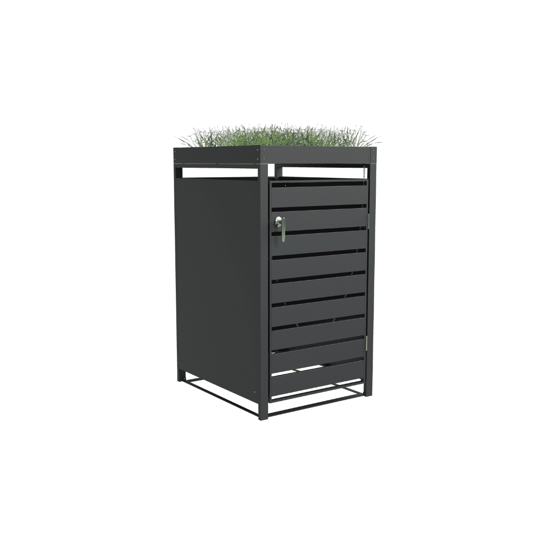 Single Bin Storage with Planter - Charcoal