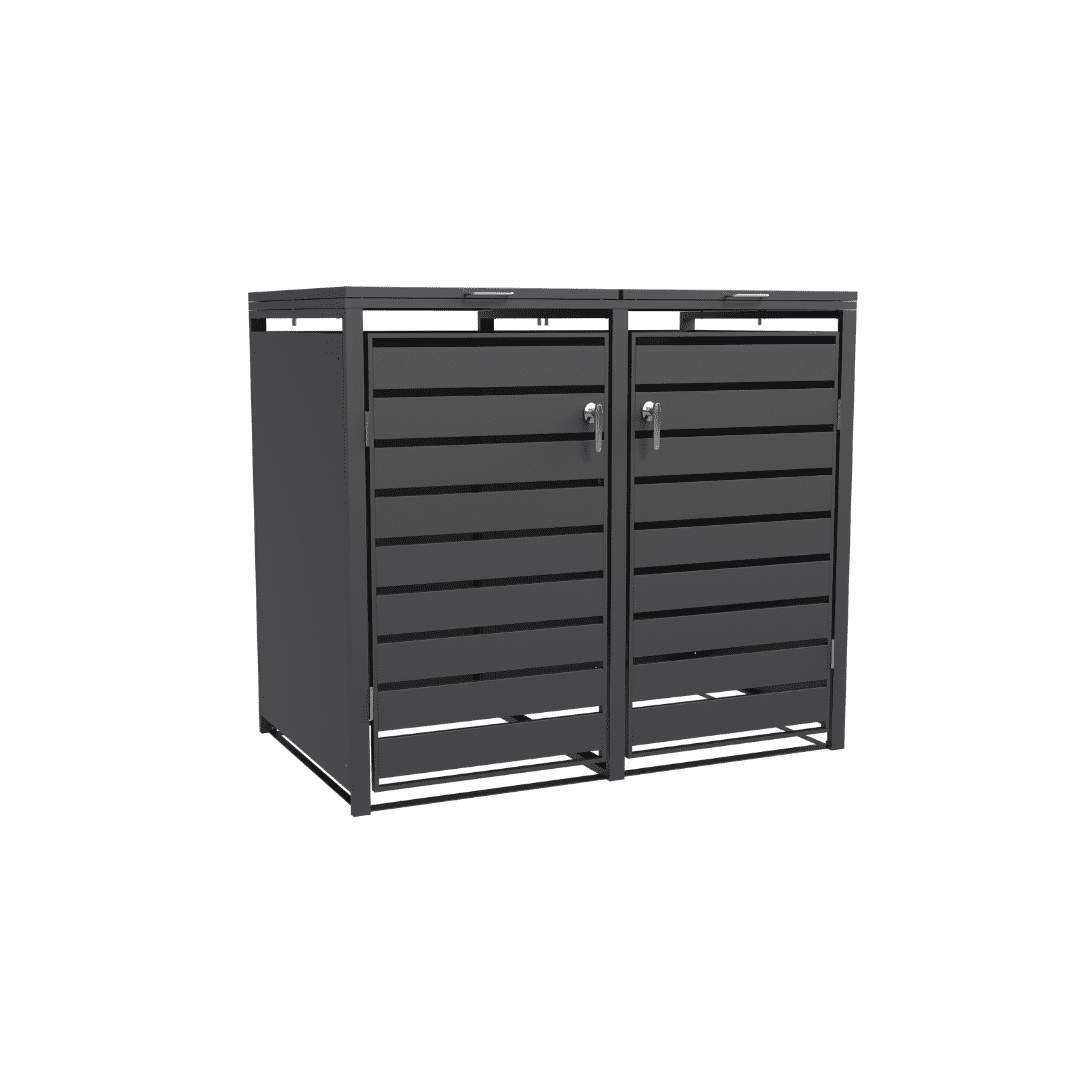 Double Bin Storage with Lid - Charcoal