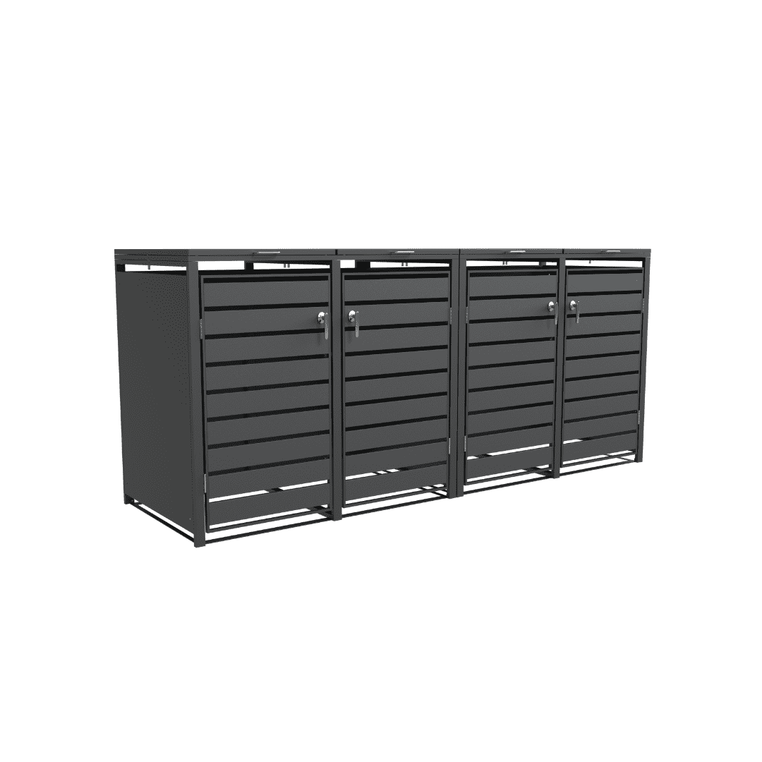 Quadruple Bin Storage with Lid - Charcoal