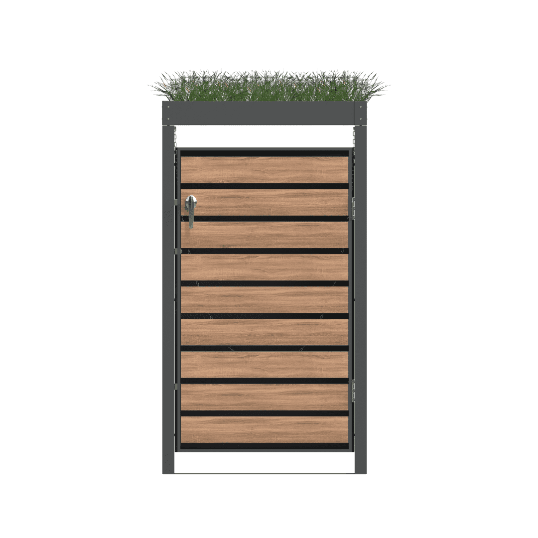 SIngle planter woodgrain & charcoal 2