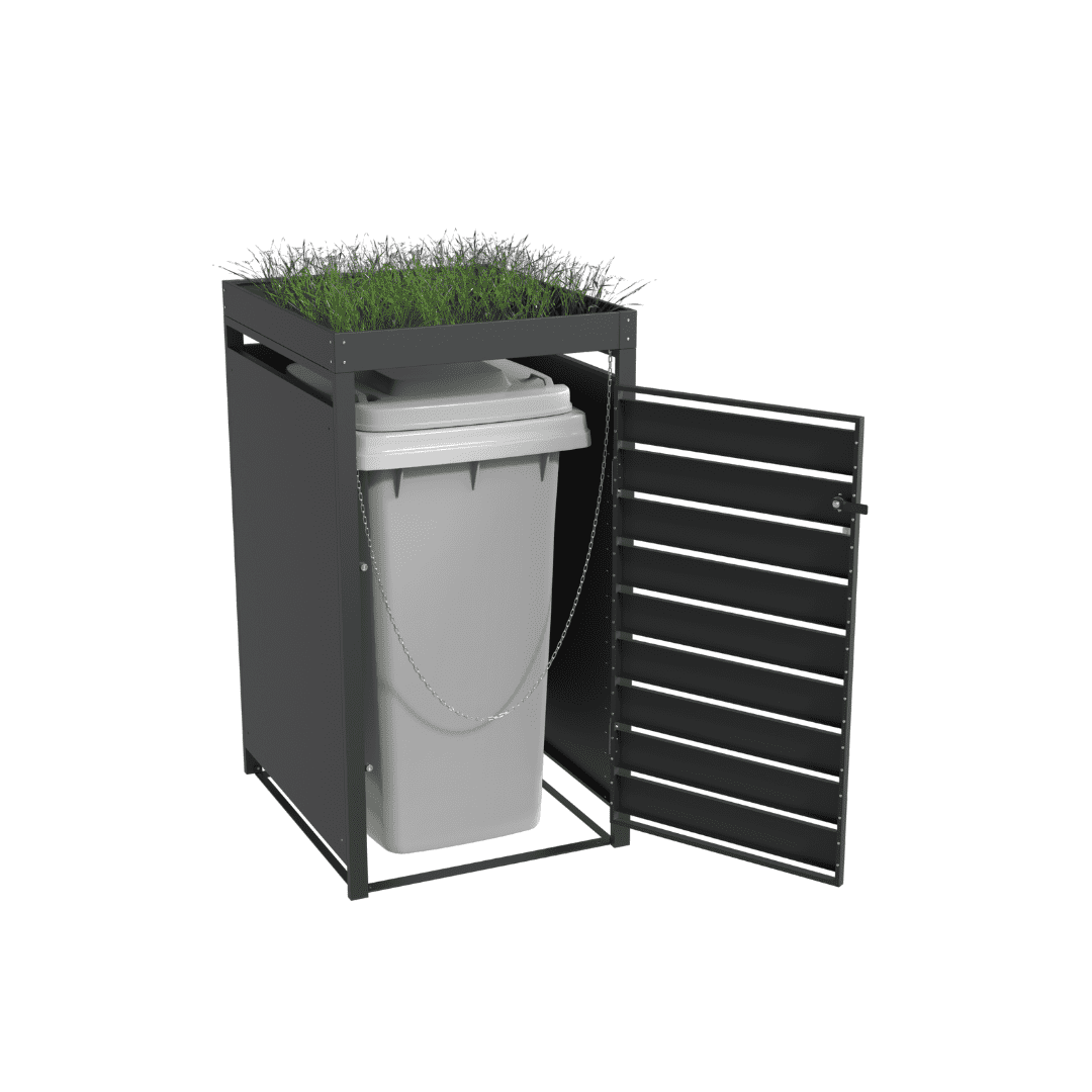 SIngle planter woodgrain & charcoal 3
