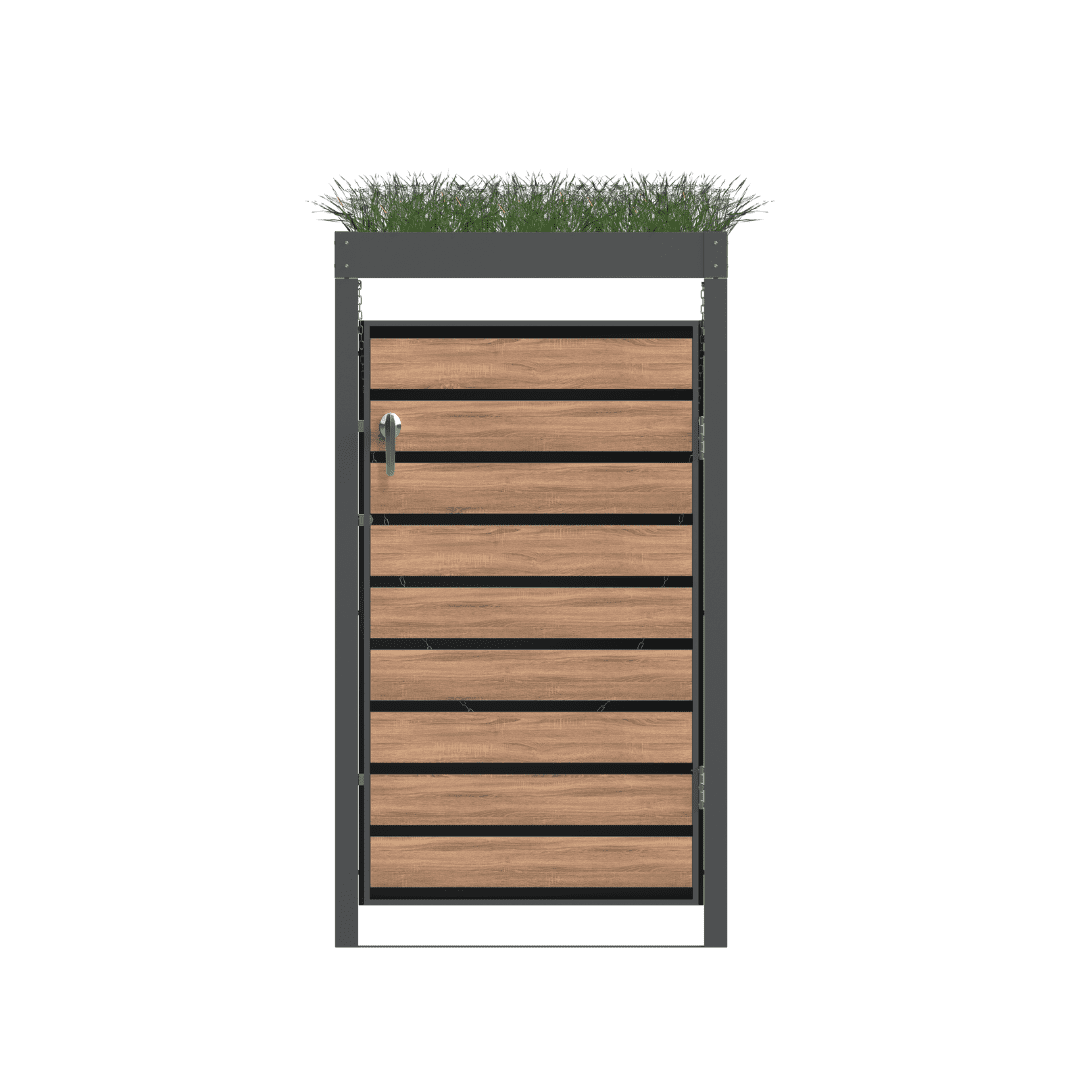 SIngle planter woodgrain & charcoal 6