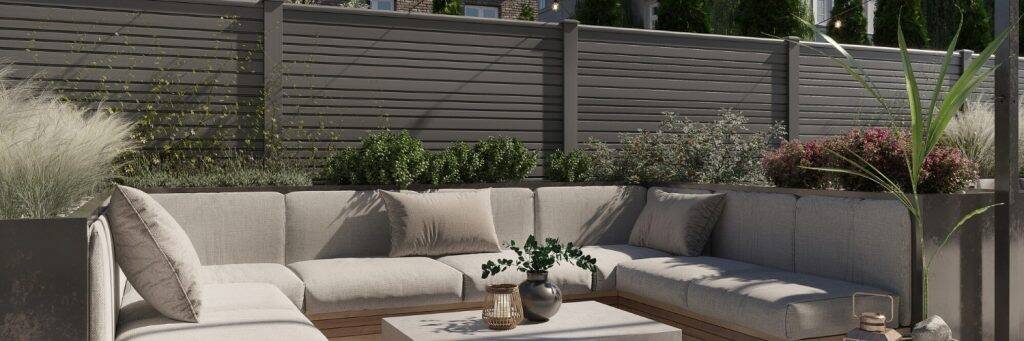 The Ecoscape range of wood plastic composite fence panels are available in 5 stunning low-maintenance colours.