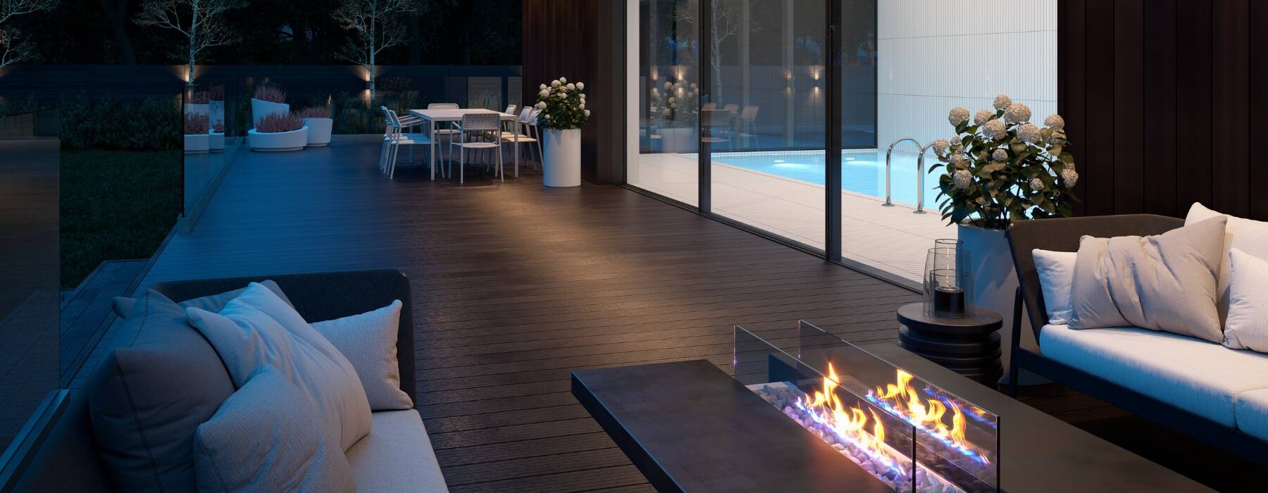 Forma composite decking beside a pool