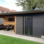Composite cladding and decking in a garden