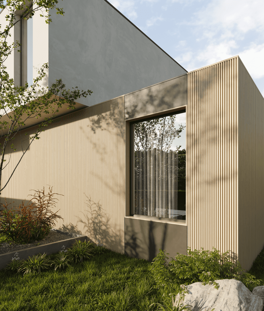 Light Oak composite slatted cladding board